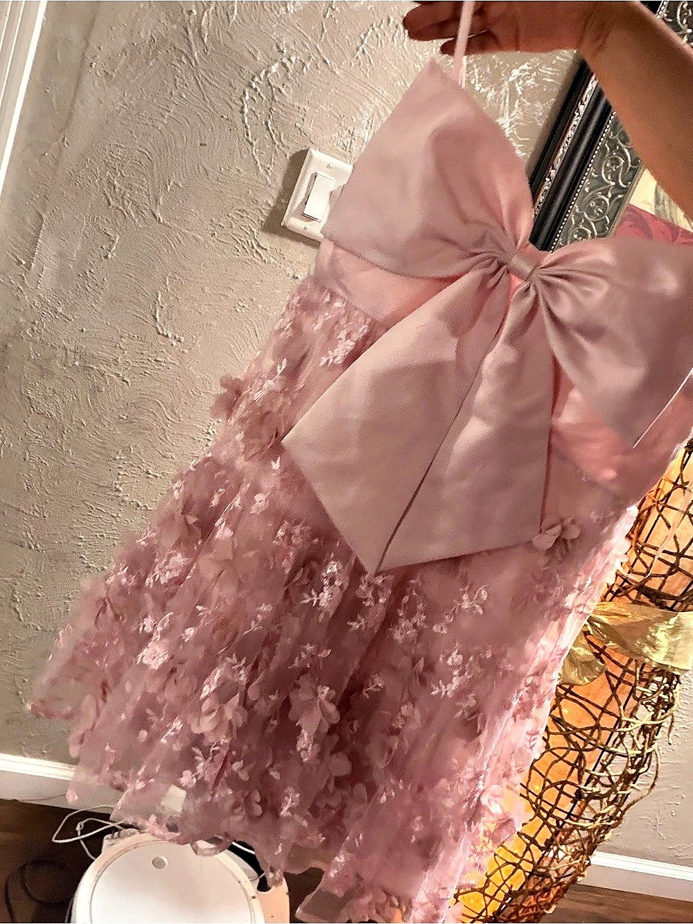 Dear Moon Floral Bow Mini Dress in Pink Size 13 Like New